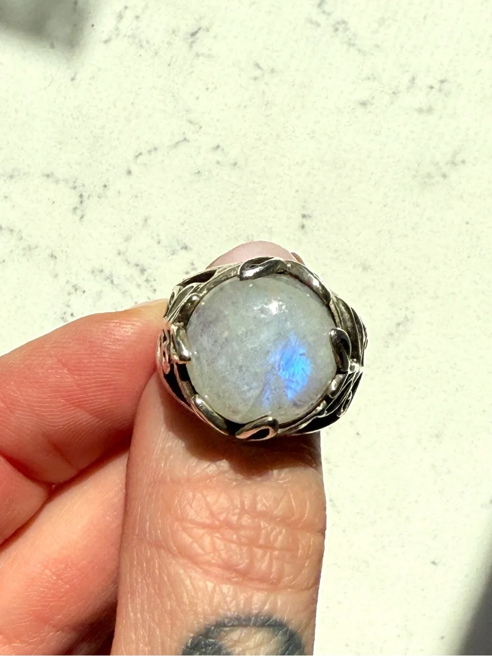 vintage sterling silver moonstone ring sz 6.5 6.75